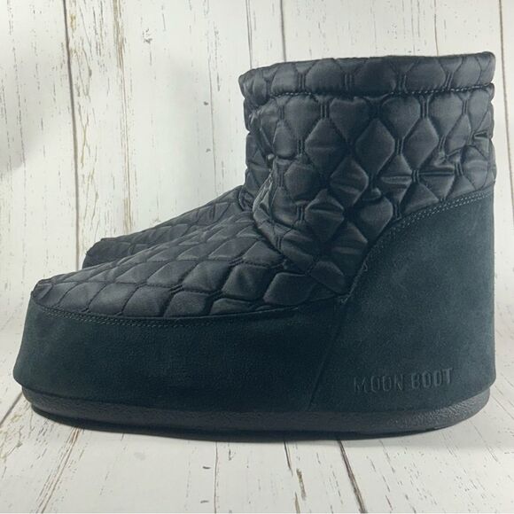 Moon Boot Icon Low Nolace Quilted Black Boots Men’s Size 11.5 - 13 - Picture 3 of 9